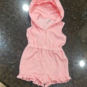 Janie and Jack Pink Hooded Terry Romper